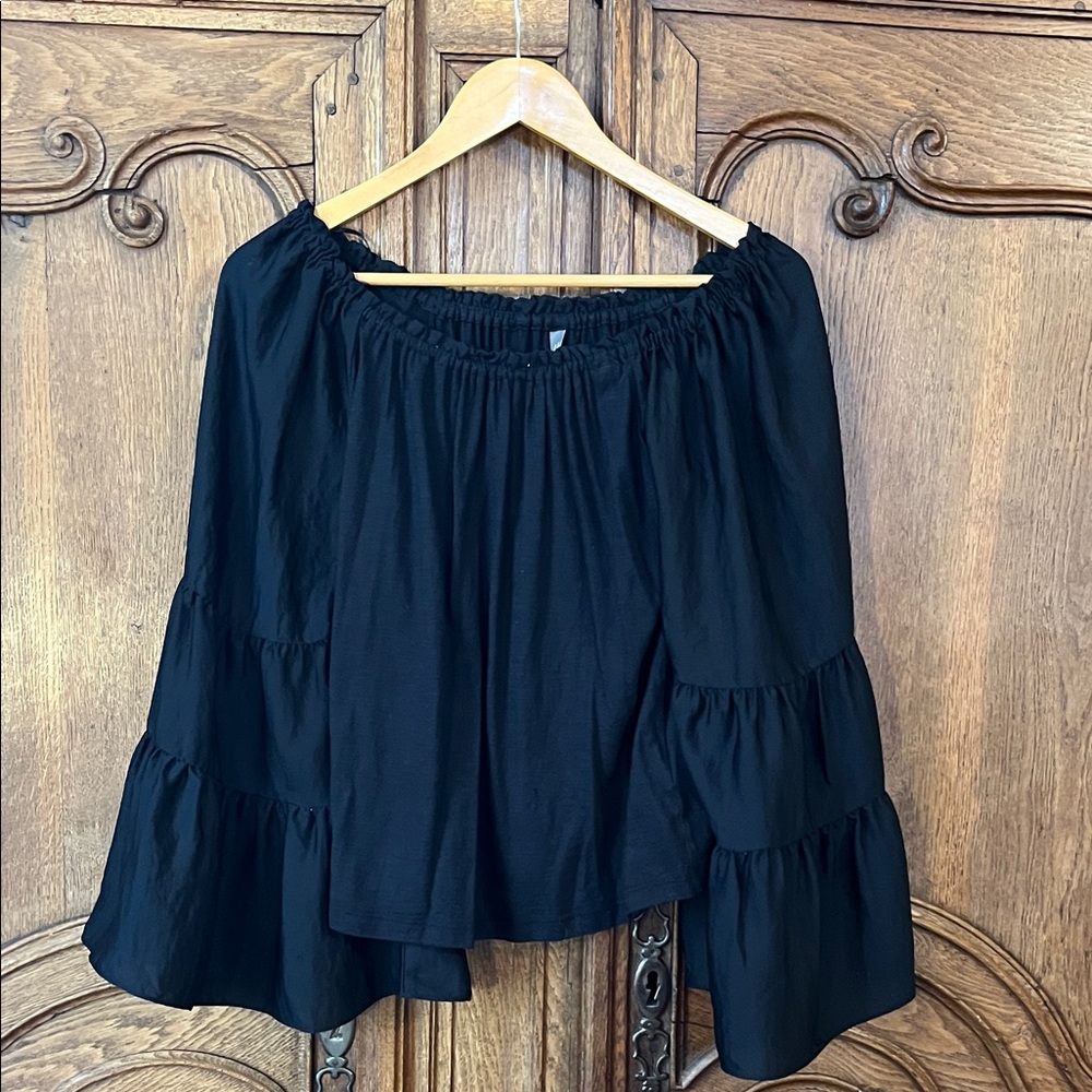 Anthropologie off-the-shoulder tiered blouse with bell sleeves - Picture 2 of 10